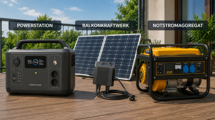 Powerstation, Balkonkraftwerk und Notstromaggregat im großen Vergleich 2 Station, Powerstation, Aufladegerät
