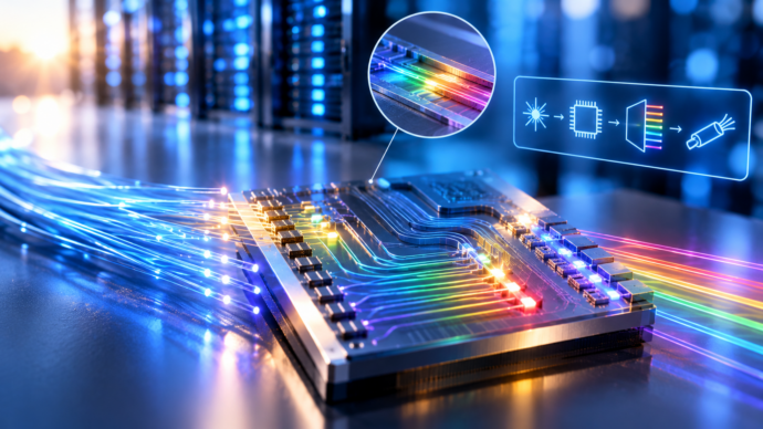 Photonen-Chips schicken Licht statt Strom durch die Leitung 2 Photonischer Chip im Datenlicht