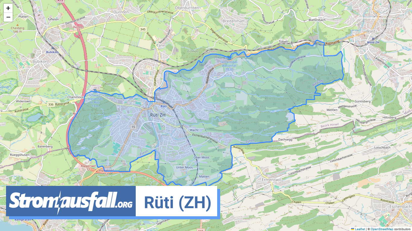 Ist aktuell Stromausfall in Gemeinde Rüti (ZH)? | Stromausfallkarte