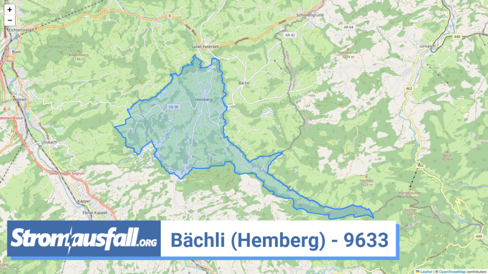 stromausfall ch ortschaft baechli hemberg 9633