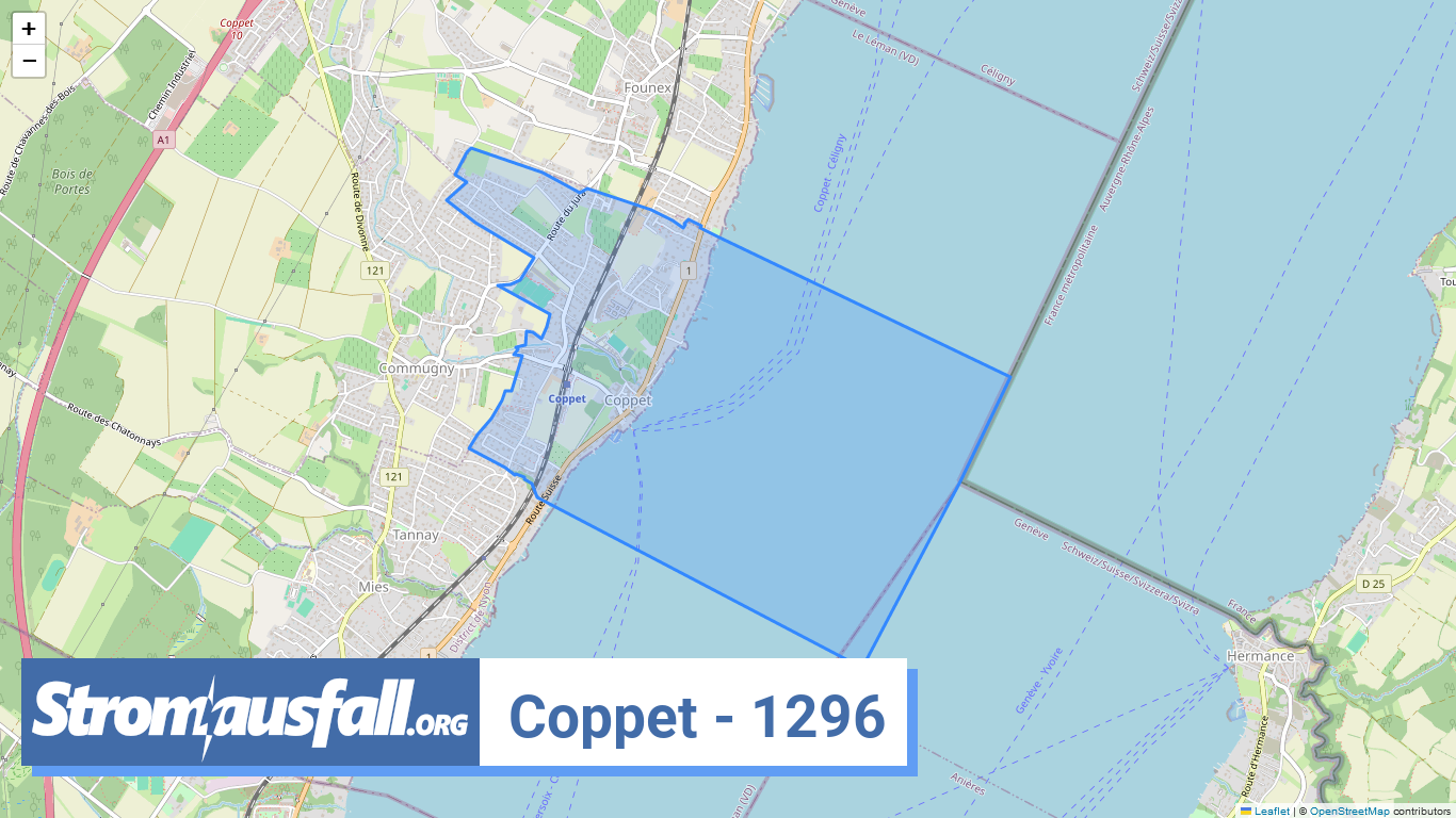 Ist aktuell Stromausfall in Coppet - 1296? | Stromausfallkarte