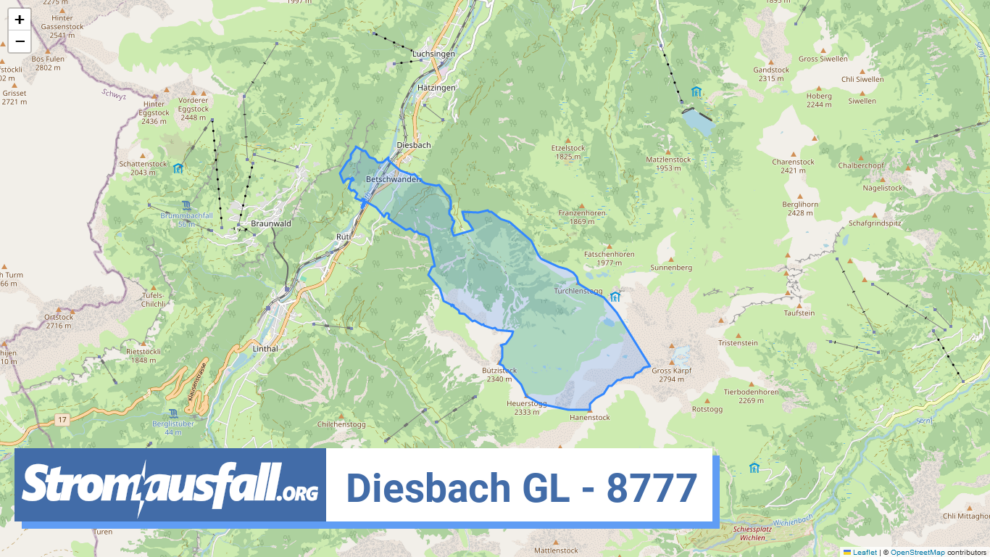 stromausfall ch ortschaft diesbach gl 8777