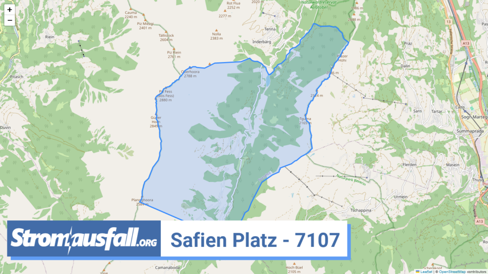 stromausfall ch ortschaft safien platz 7107