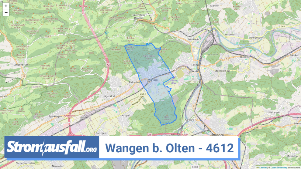 stromausfall ch ortschaft wangen b. olten 4612